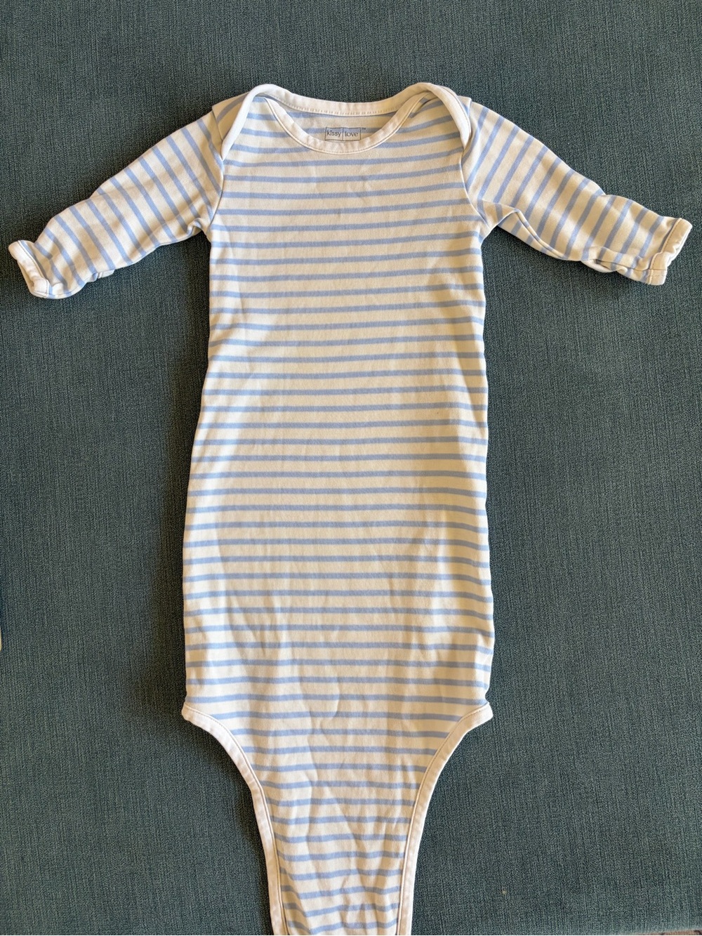 Kissy Kissy Blue and White Striped Infant One-Piece